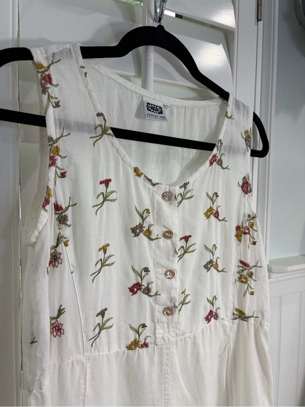Johnny Was Ivory Maxi Dress with Multicolor Floral Embroidery - Picture 3 of 7